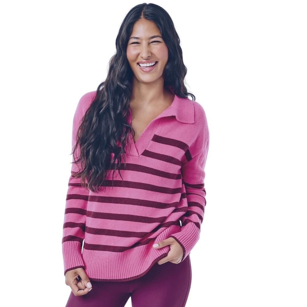 Addison Bay Knit Carlyle Rugby Rose Sweater Size XS